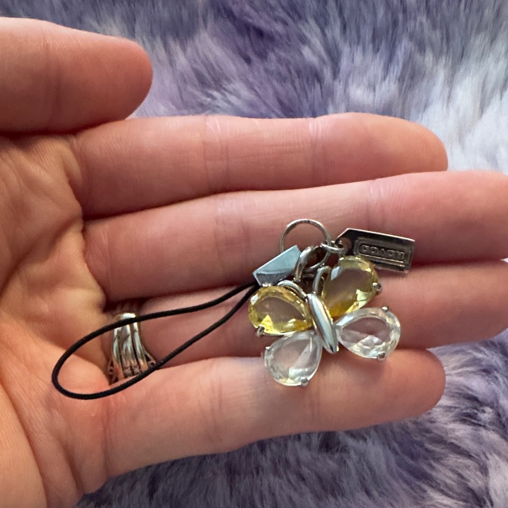 Coach Yellow and Silver Butterfly Bag Charm